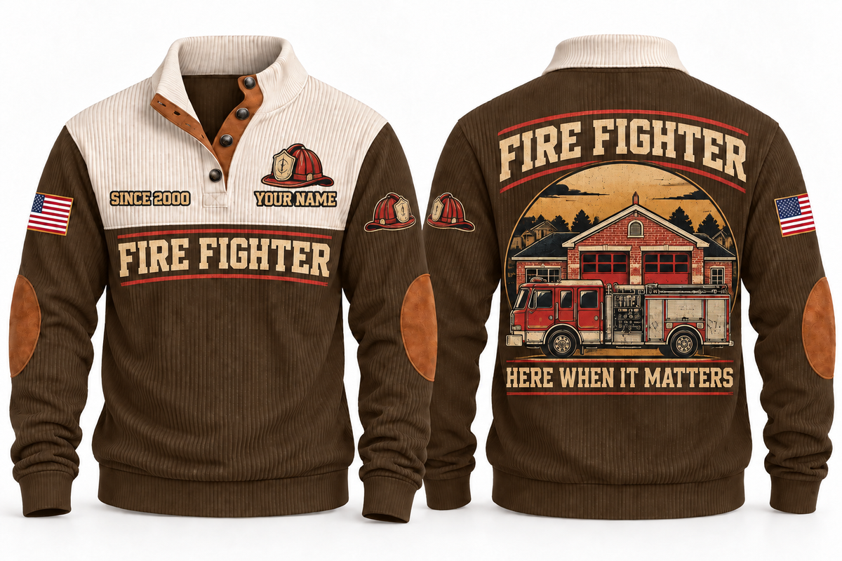 Fire Fighter FFR03 sports sweatshirt brown, front and back with flat printed artwork
