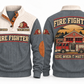 Fire Fighter FFR03 sports sweatshirt grey, front and back with flat printed artwork