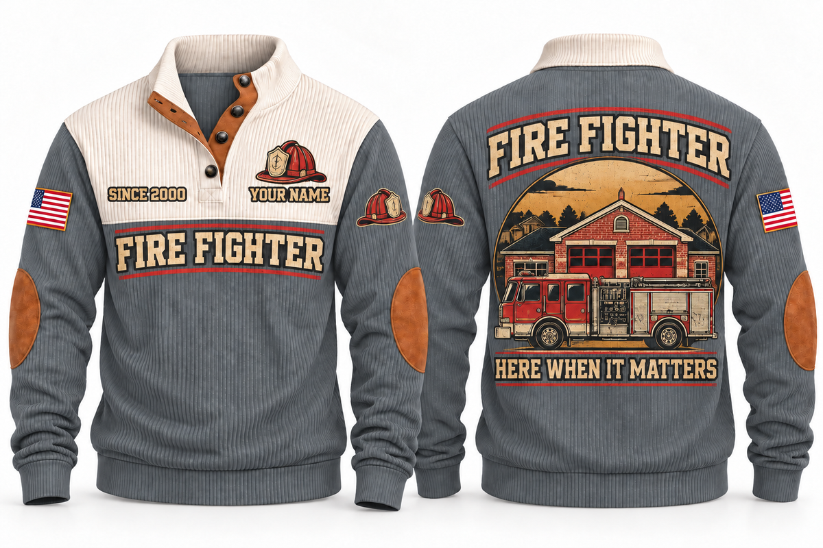 Fire Fighter FFR03 sports sweatshirt grey, front and back with flat printed artwork