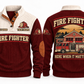 Fire Fighter FFR03 sports sweatshirt jujube-red, front and back with flat printed artwork