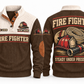 Fire Fighter FFR04 sports sweatshirt brown, front and back with flat printed artwork