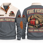 Fire Fighter FFR04 sports sweatshirt grey, front and back with flat printed artwork