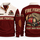 Fire Fighter FFR04 sports sweatshirt jujube-red, front and back with flat printed artwork