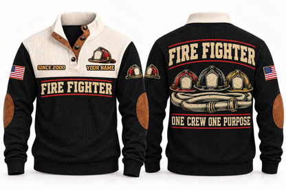 Fire Fighter FFR05 sports sweatshirt black, front and back with flat printed artwork