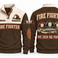 Fire Fighter FFR05 sports sweatshirt brown, front and back with flat printed artwork