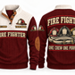 Fire Fighter FFR05 sports sweatshirt jujube-red, front and back with flat printed artwork