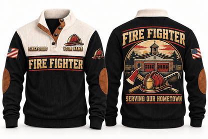 Fire Fighter FFR06 sports sweatshirt black, front and back with flat printed artwork