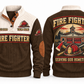 Fire Fighter FFR06 sports sweatshirt brown, front and back with flat printed artwork