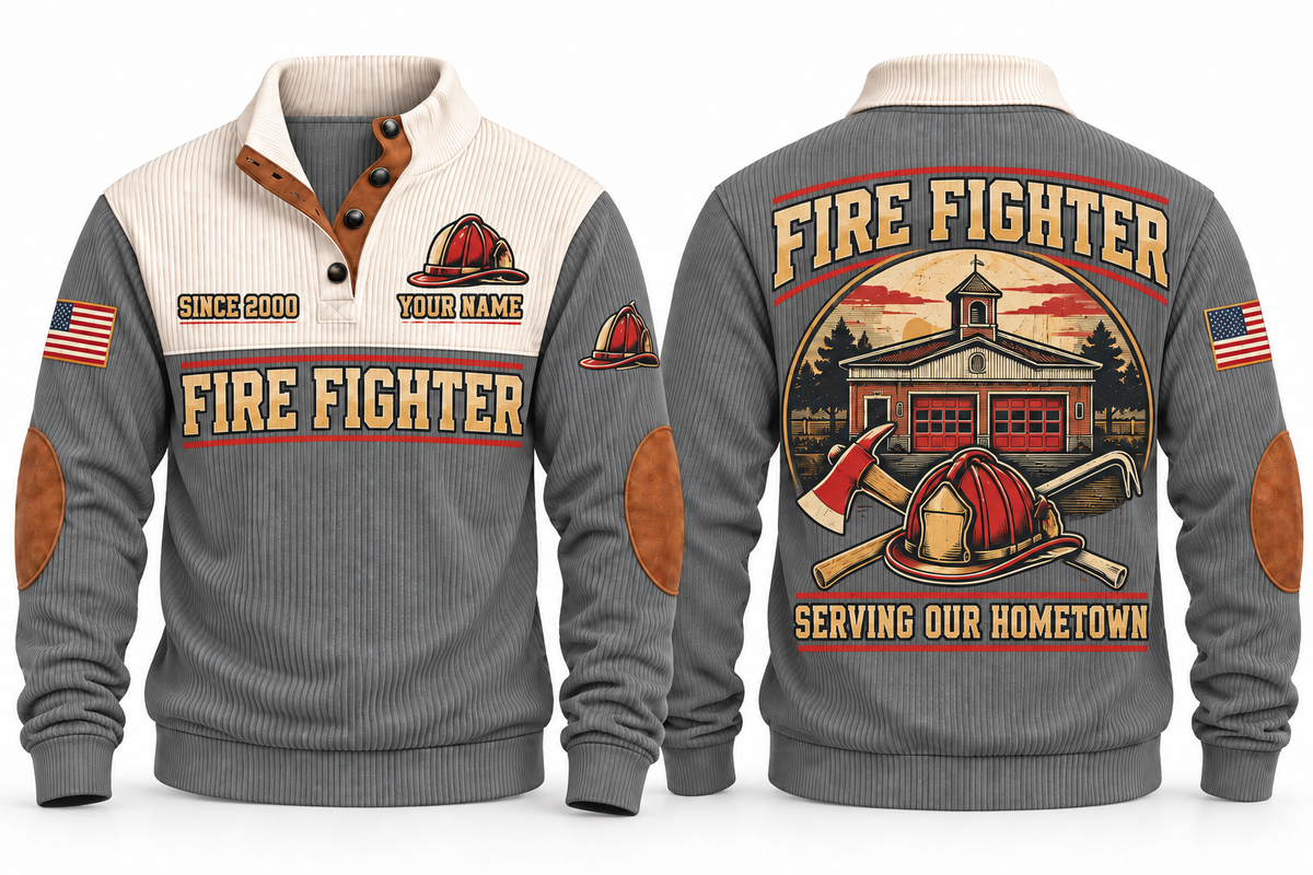 Fire Fighter FFR06 sports sweatshirt grey, front and back with flat printed artwork