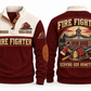 Fire Fighter FFR06 sports sweatshirt jujube-red, front and back with flat printed artwork