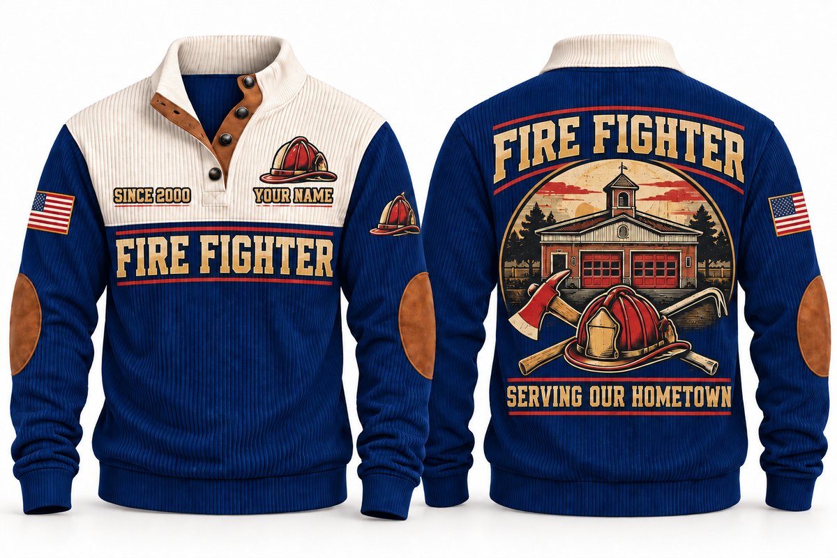 Fire Fighter FFR06 sports sweatshirt navy, front and back with flat printed artwork