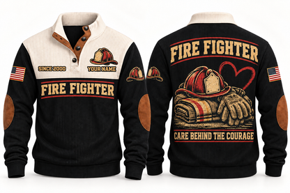 Fire Fighter FFR07 sports sweatshirt black, front and back with flat printed artwork