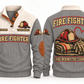 Fire Fighter FFR07 sports sweatshirt grey, front and back with flat printed artwork