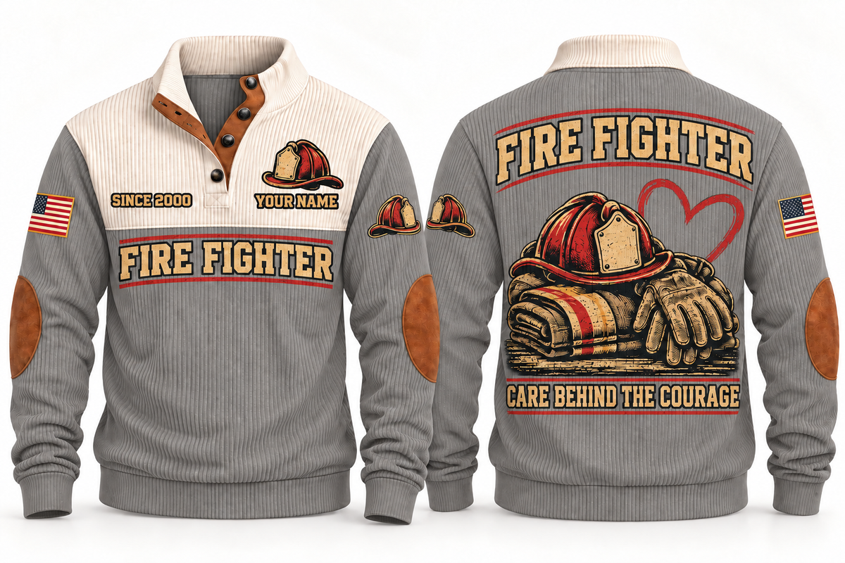 Fire Fighter FFR07 sports sweatshirt grey, front and back with flat printed artwork