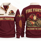 Fire Fighter FFR07 sports sweatshirt jujube-red, front and back with flat printed artwork
