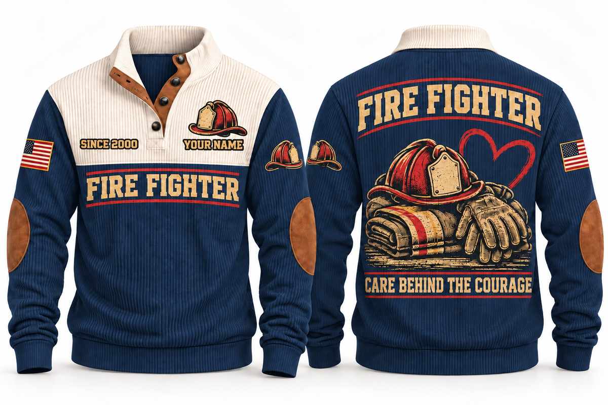 Fire Fighter FFR07 sports sweatshirt navy, front and back with flat printed artwork