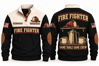 Fire Fighter FFR08 sports sweatshirt black, front and back with flat printed artwork