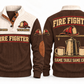 Fire Fighter FFR08 sports sweatshirt brown, front and back with flat printed artwork