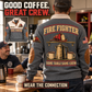 Fire Fighter Back at the Station grey personalized sports sweatshirt, coffee and crew connection