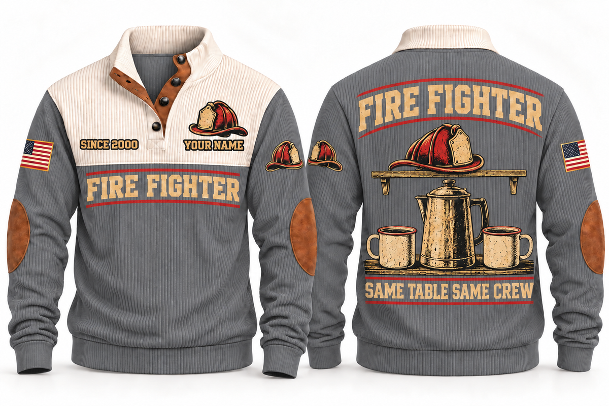 Fire Fighter FFR08 sports sweatshirt grey, front and back with flat printed artwork