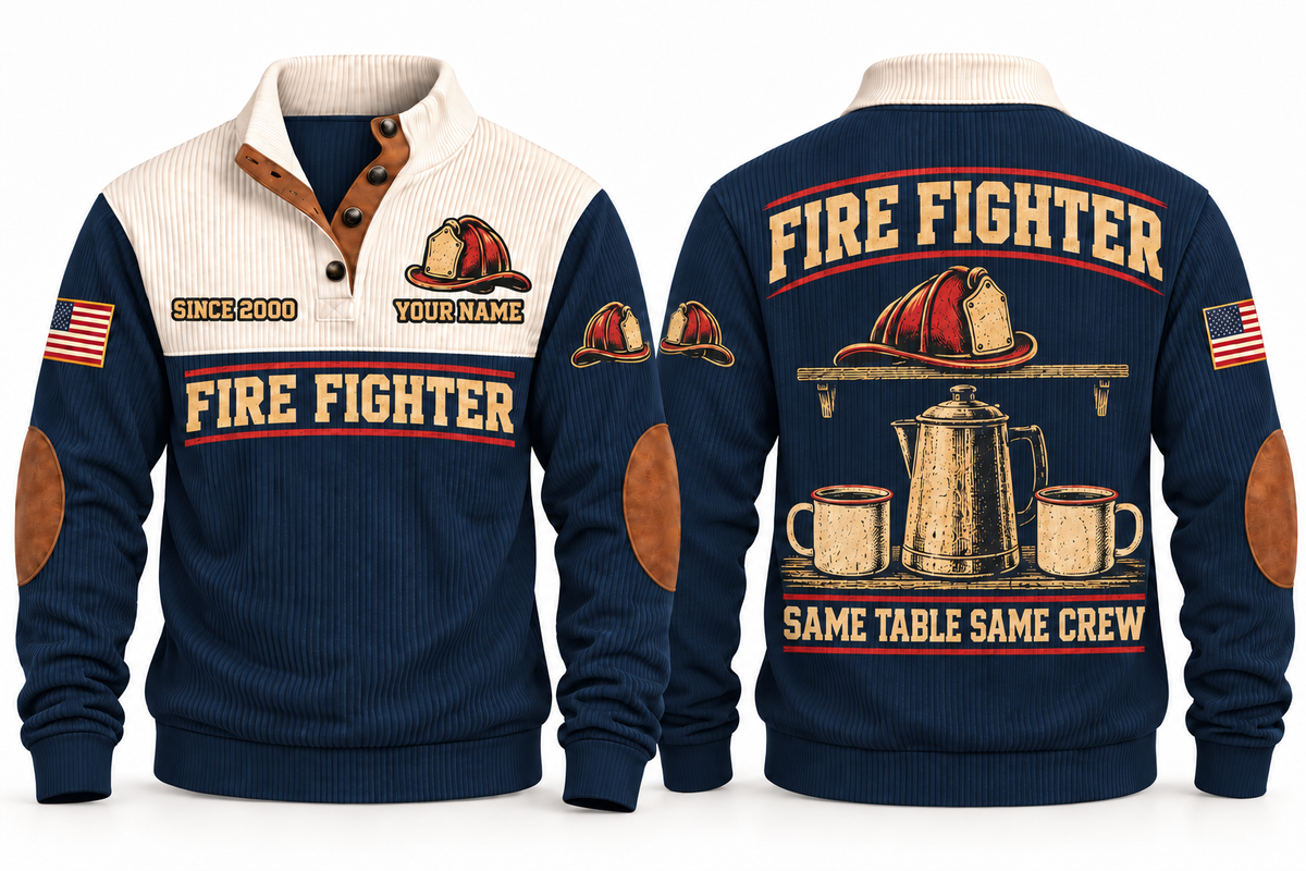 Fire Fighter FFR08 sports sweatshirt navy, front and back with flat printed artwork