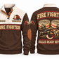 Fire Fighter FFR09 sports sweatshirt brown, front and back with flat printed artwork