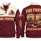 Fire Fighter FFR09 sports sweatshirt jujube-red, front and back with flat printed artwork