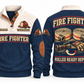 Fire Fighter FFR09 sports sweatshirt navy, front and back with flat printed artwork