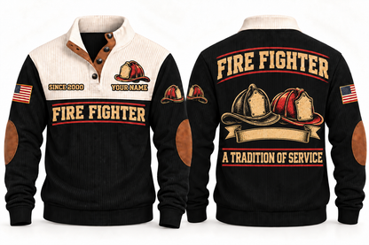 Fire Fighter FFR10 sports sweatshirt black, front and back with flat printed artwork