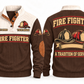 Fire Fighter FFR10 sports sweatshirt brown, front and back with flat printed artwork