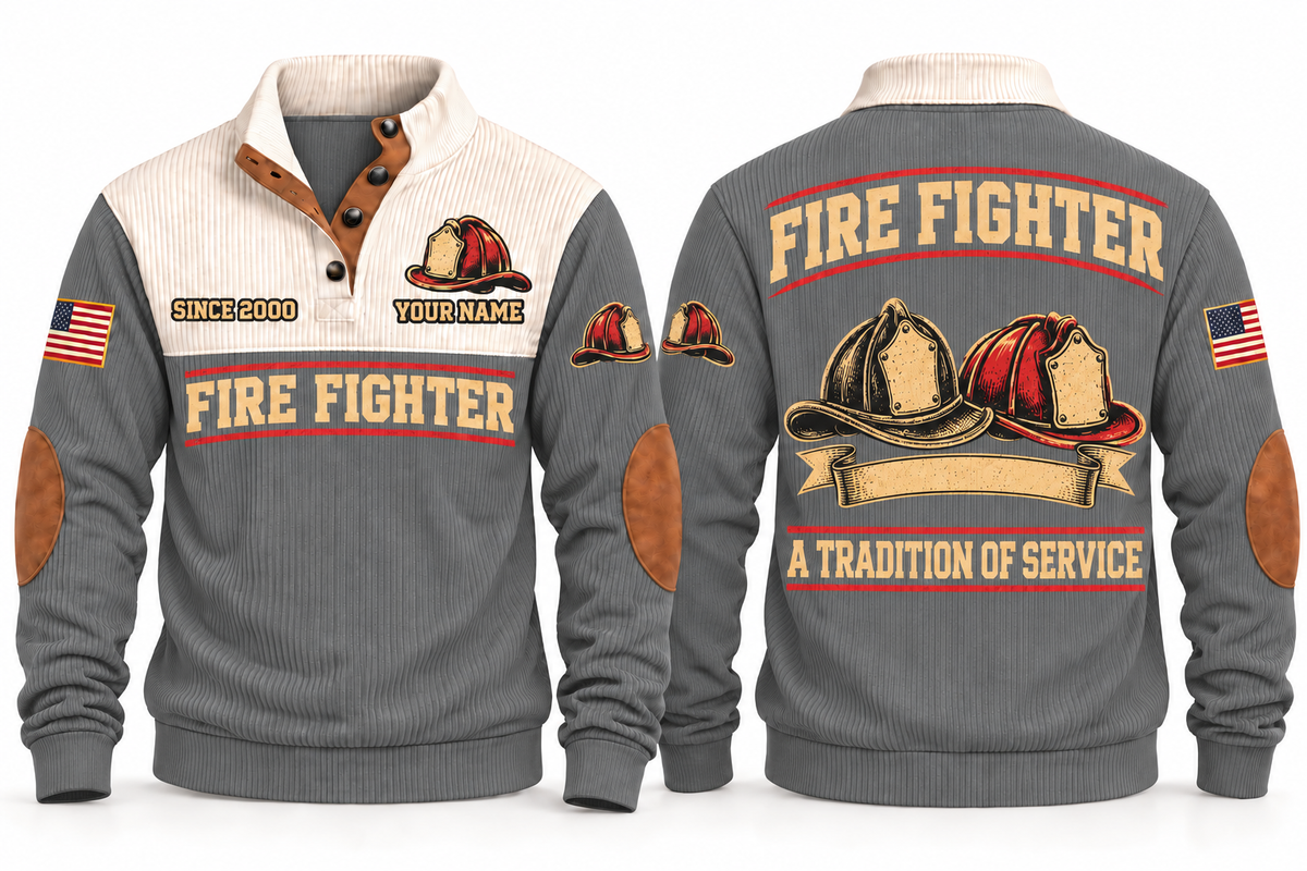 Fire Fighter FFR10 sports sweatshirt grey, front and back with flat printed artwork