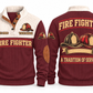 Fire Fighter FFR10 sports sweatshirt jujube-red, front and back with flat printed artwork