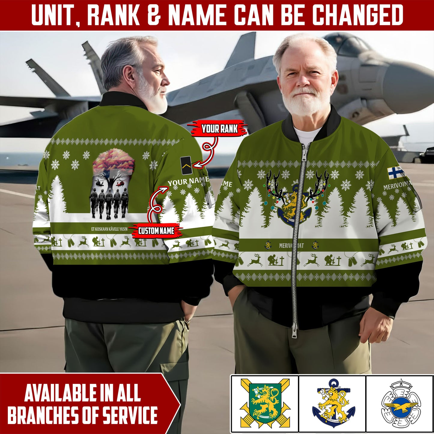 Personalized Finland Soldier/Veteran Camo with Name And Rank Sweater All Over Printed - 17298144