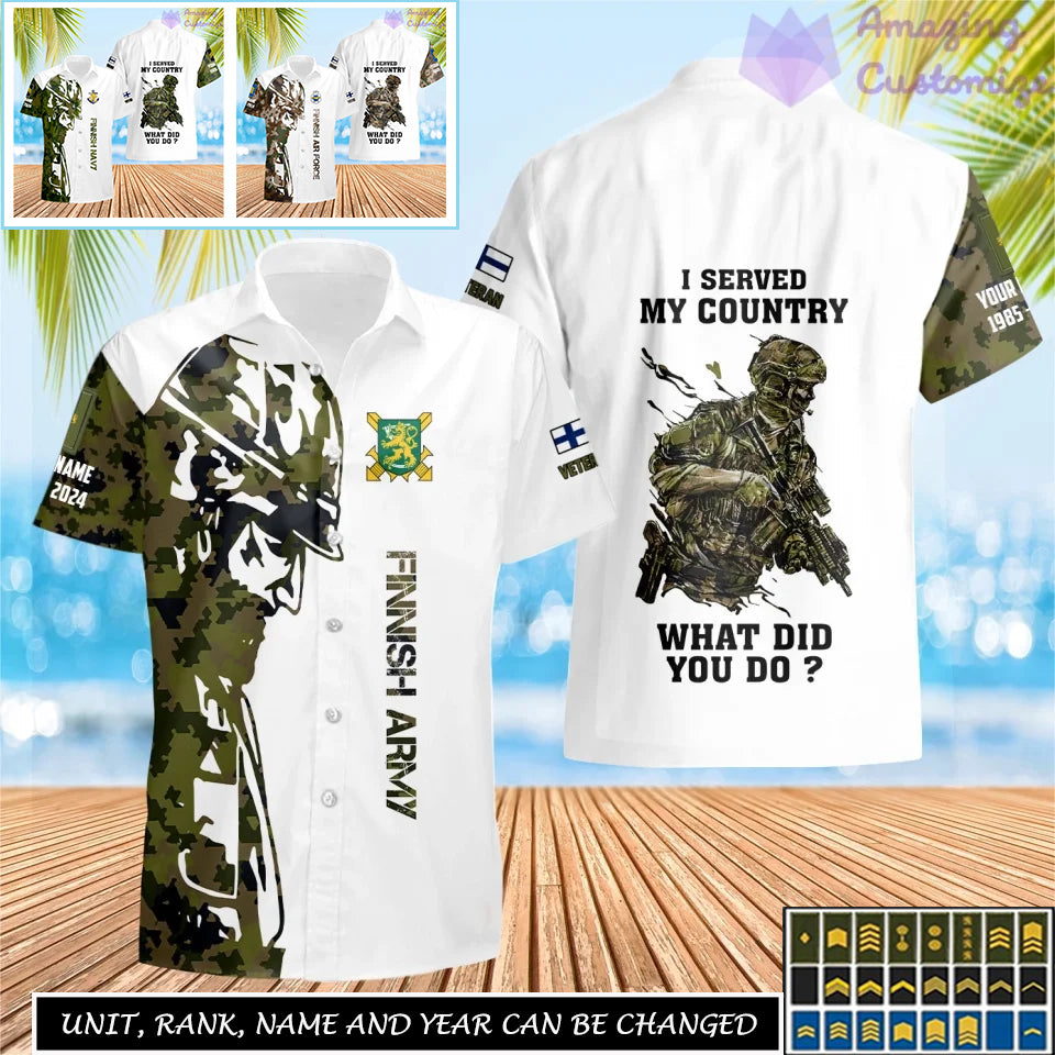 Personalized Finland Soldier/Veteran Camo with Name, Rank Hawaii All Over Printed - 17262720
