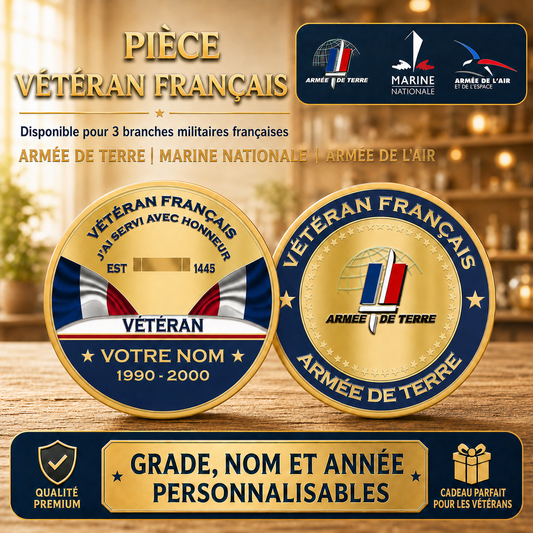 Personalized France Veteran/ Soldier With Rank, Name And Year Challenge Coin - 17731008