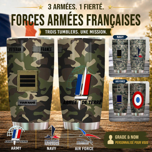 Personalized France Veteran/ Soldier With Rank And Name Camo Tumbler All Over Printed - 1685059202- D04
