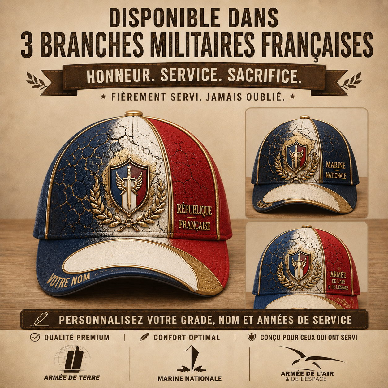 Personalized Name France Soldier/Veterans All Over Printed Baseball Cap - QK1779667230
