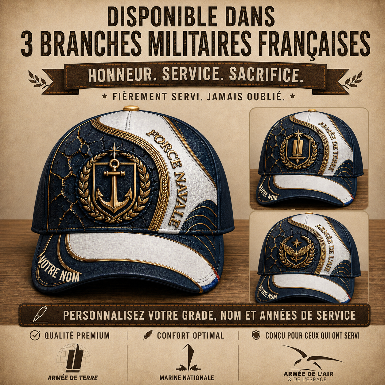 Personalized Name France Soldier/Veterans All Over Printed Baseball Cap - QK1779667228