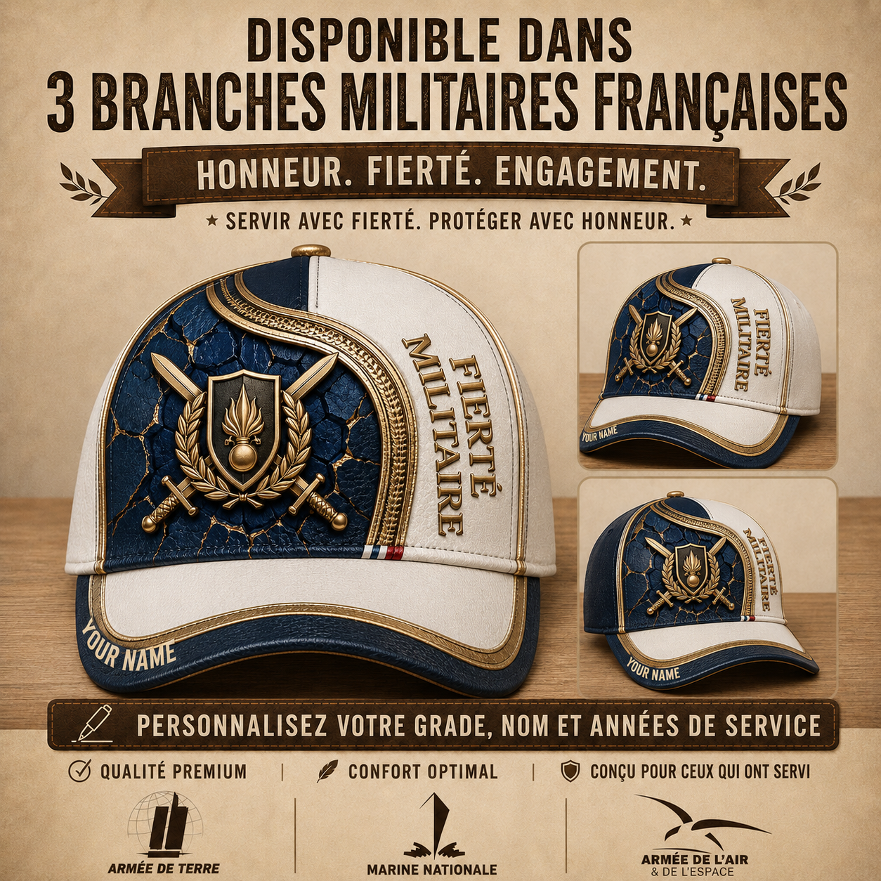 Personalized Name France Soldier/Veterans All Over Printed Baseball Cap - QK1779667227