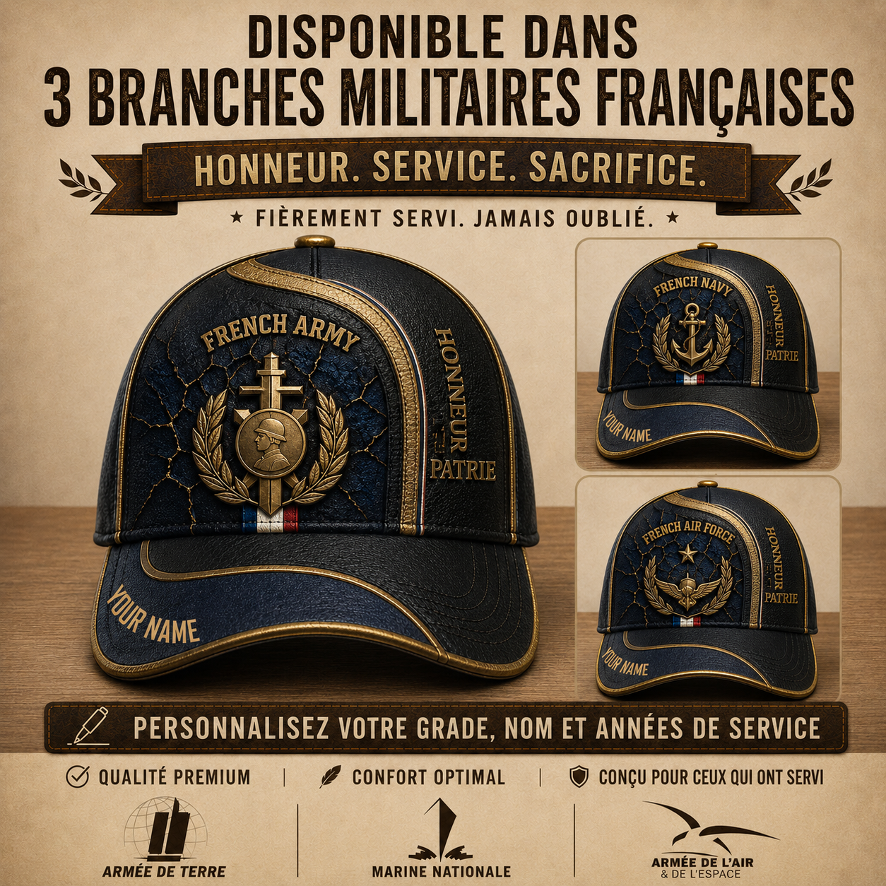 Personalized Name France Soldier/Veterans All Over Printed Baseball Cap - QK1779667226