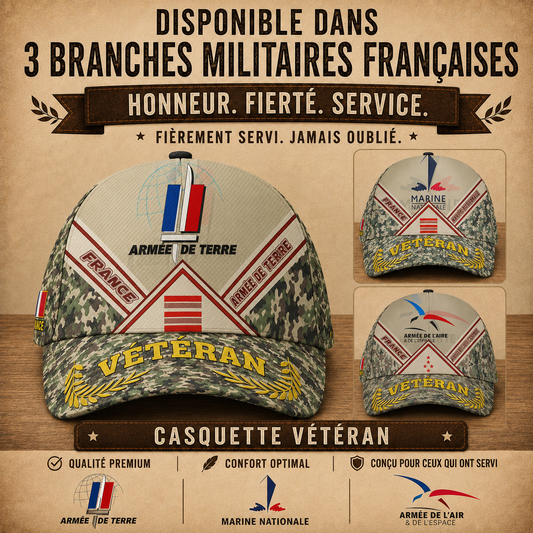 Casquette de Vétéran Française – Personnalisable avec Nom, Grade & Camouflage - 17574624