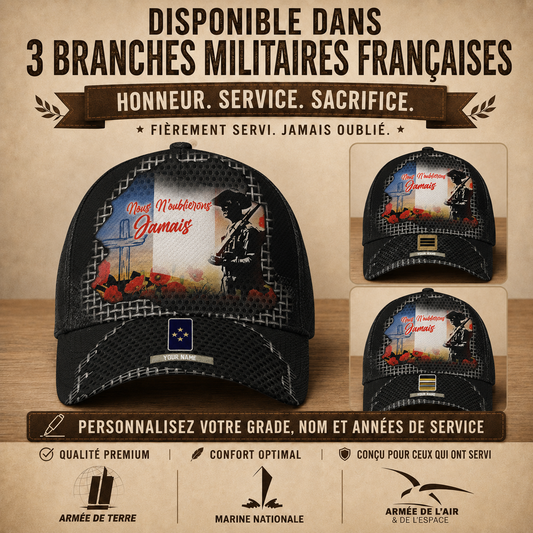 Personalized Rank And Name France Soldier/Veterans Baseball Cap - 17680896