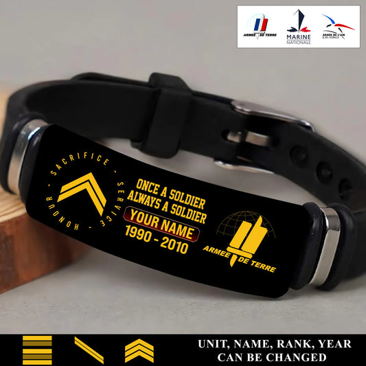 Personalized France Soldier/ Veteran With Rank, Name And Year Bracelet - 17452800