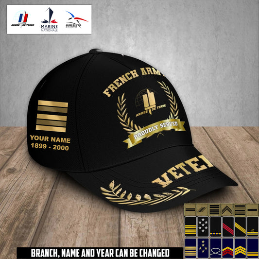 Personalized Rank, Year And Name France Soldier/Veterans Baseball Cap - 17282592