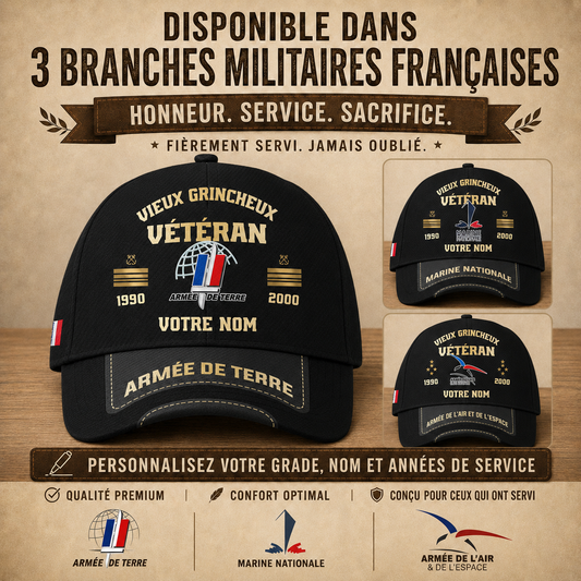 Casquette Vieux Grincheux Vétéran – Personnalisable avec Nom & Grade - 1757376005
