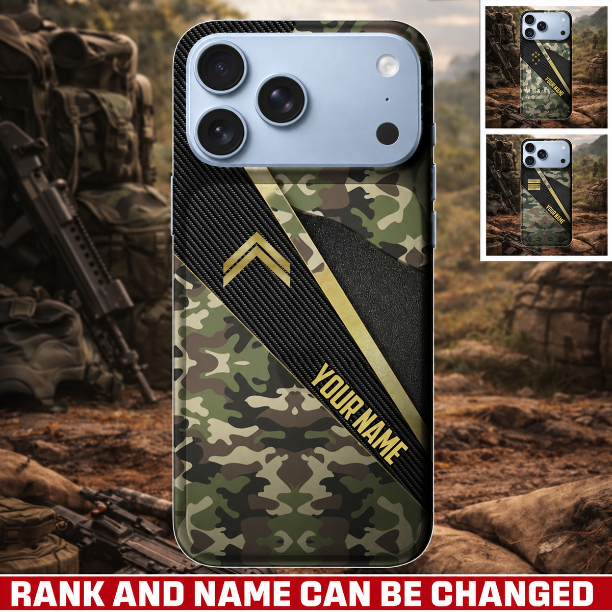 Personalized France Veteran/ Soldier With Rank And Name Camo Phone Case - 17728416