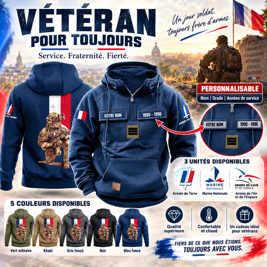 Personalized France Soldier/Veteran Vintage Hoodie All Over Printed - 175608021
