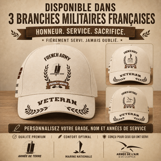 Personalized Rank, Year And Name France Soldier/Veterans Baseball Cap - 1721260803