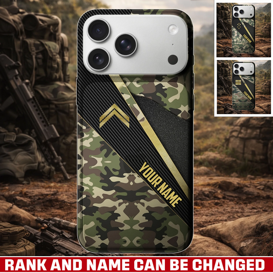 Personalized France Veteran/ Soldier With Rank And Name Camo Phone Case - 17728416