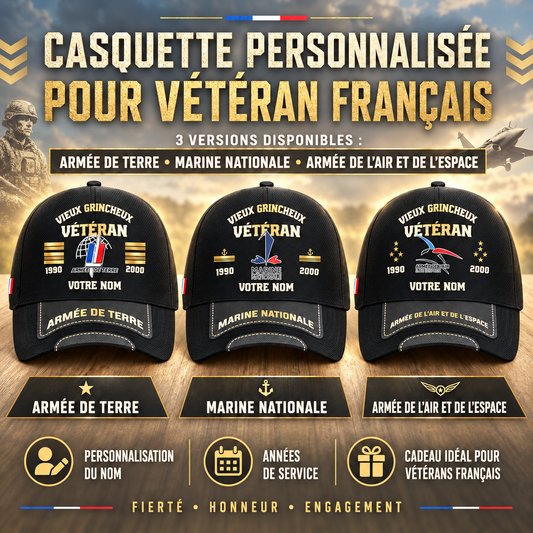 Casquette Vieux Grincheux Vétéran – Personnalisable avec Nom & Grade - 1757376005